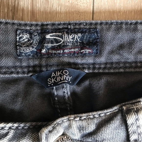 Silver Jeans Aiko Skinny 28/31 distressed grey wash denim jeans - Picture 3 of 9